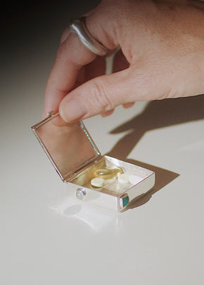 Sterling Gemstone Pillbox