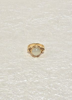 Gold Round Moonstone Ring