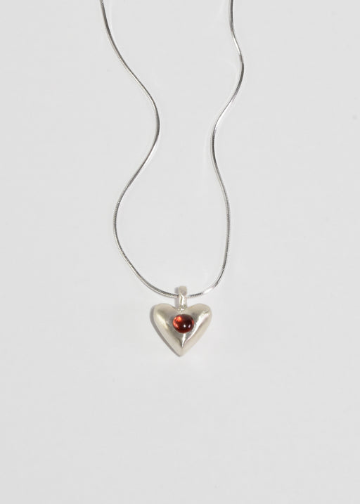 Garnet Heart Pendant Necklace