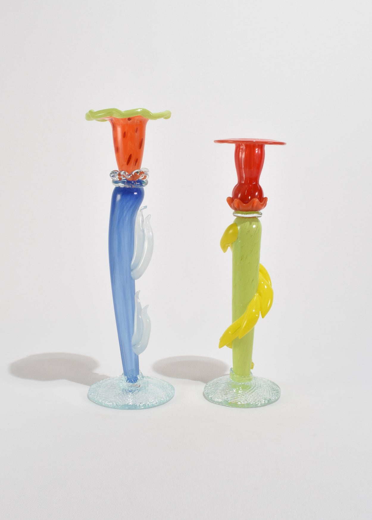 Colorful Blown Glass Candleholders