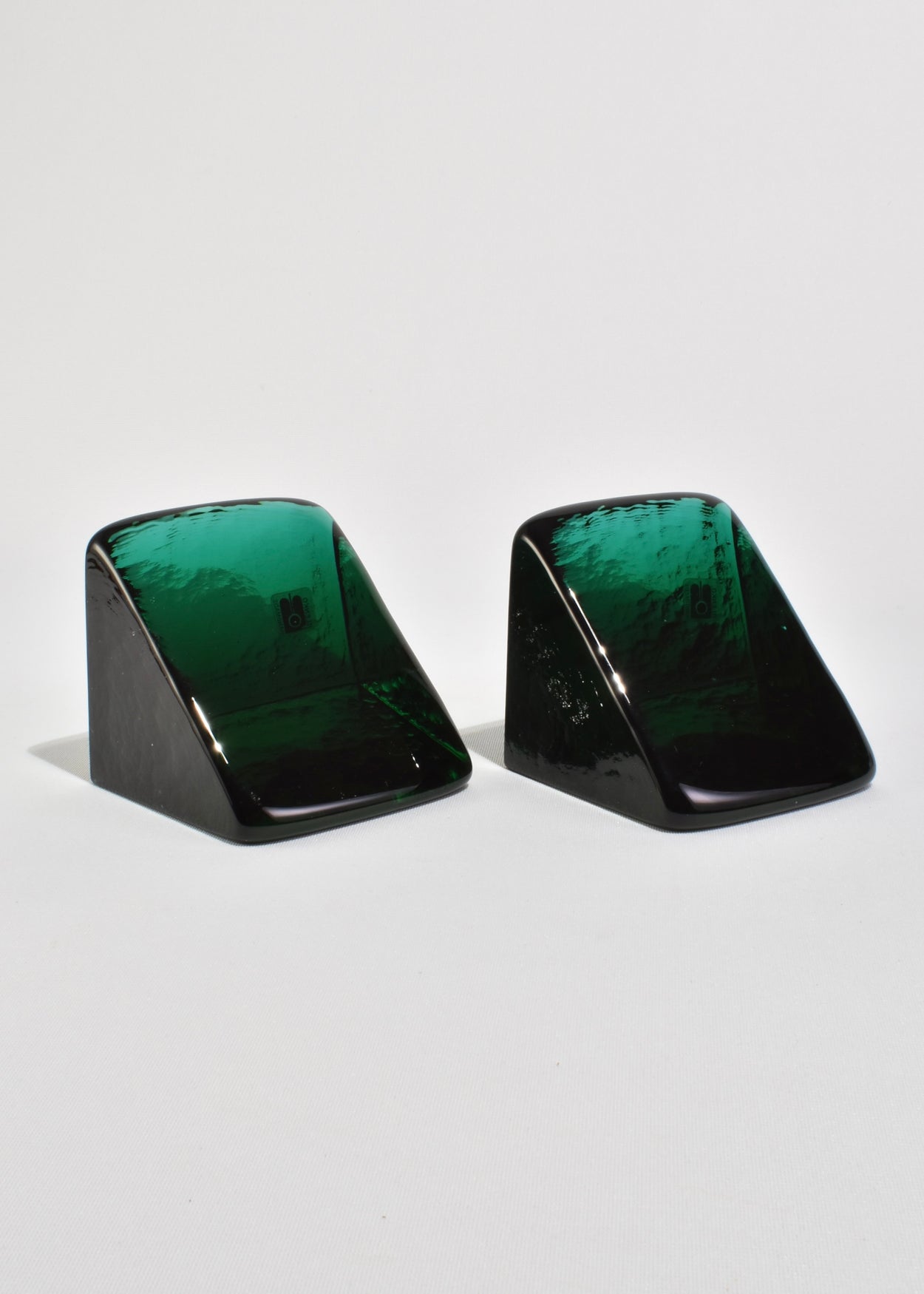 Teal Triangle Glass Bookends