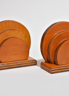 Rounded Wooden Bookends