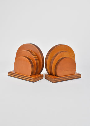 Rounded Wooden Bookends