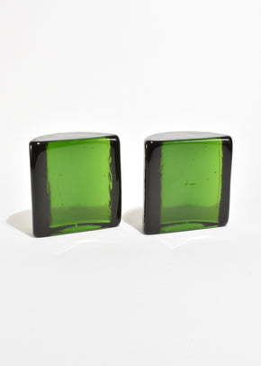 Emerald Glass Bookends