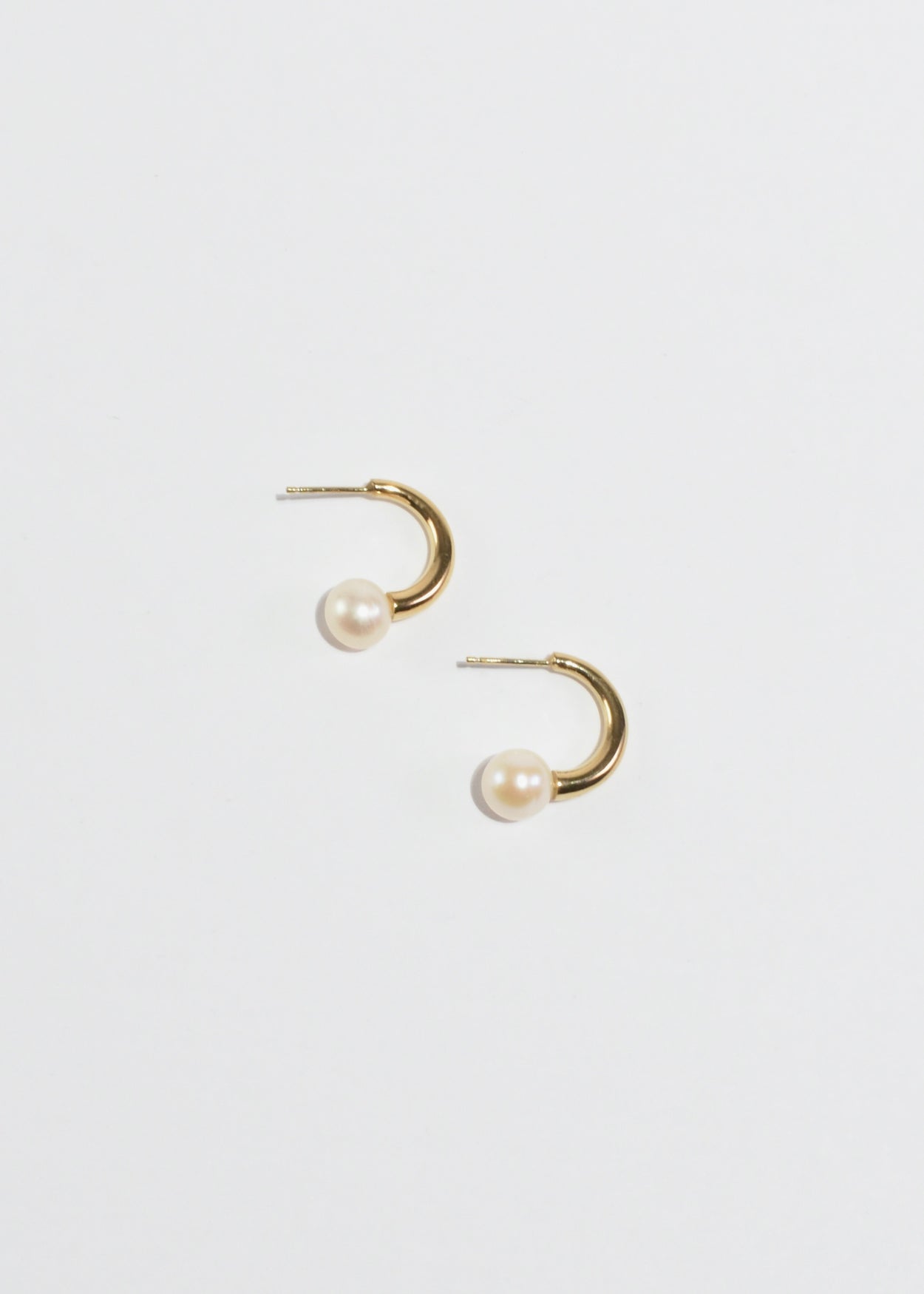 Gold Pearl Hoops