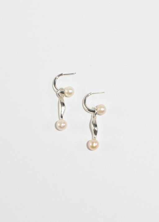 Figurine Pearl Hoop Earrings