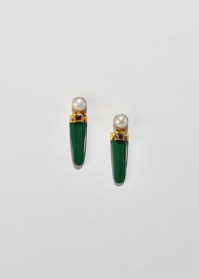 Malachite Pearl Ruby Earrings