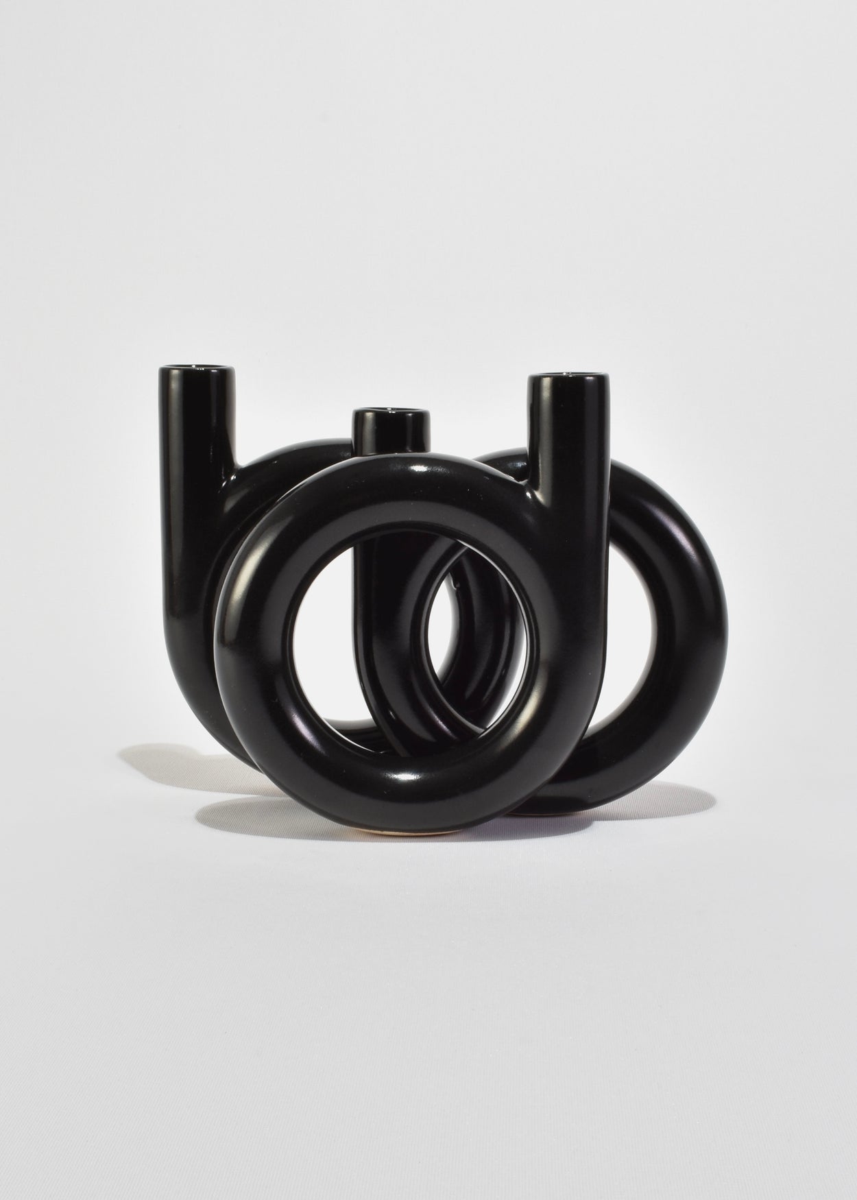 Circular Black Ceramic Vase