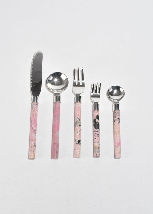 Casa Cutlery Set in Pink Rhodonite