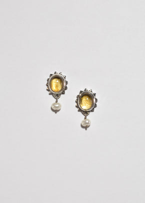 Citrine Pearl Earrings