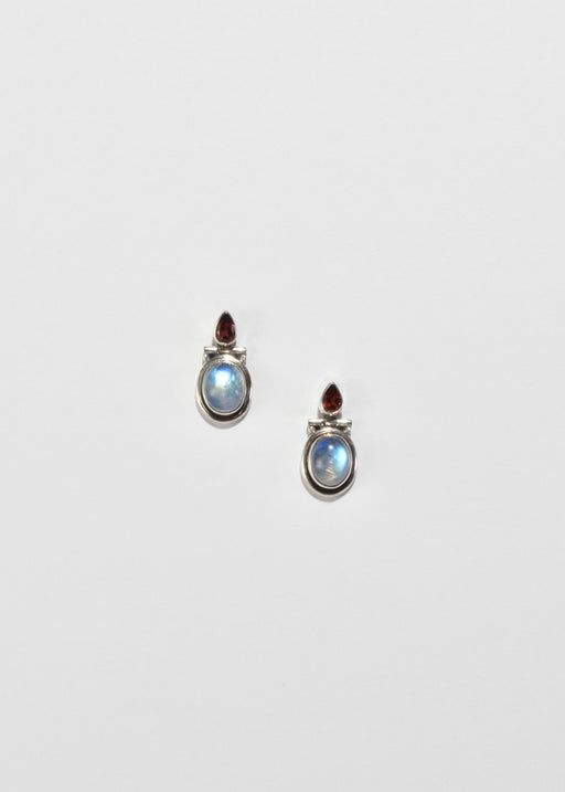 Moonstone Garnet Earrings