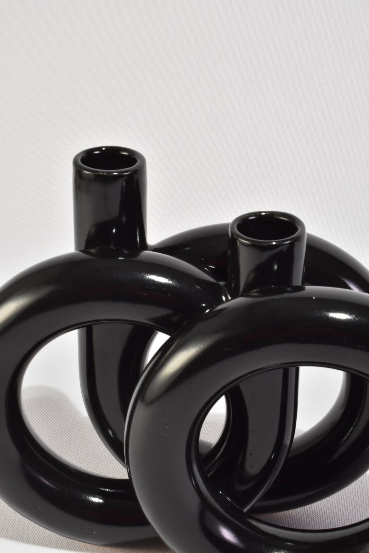 Circular Black Ceramic Vase