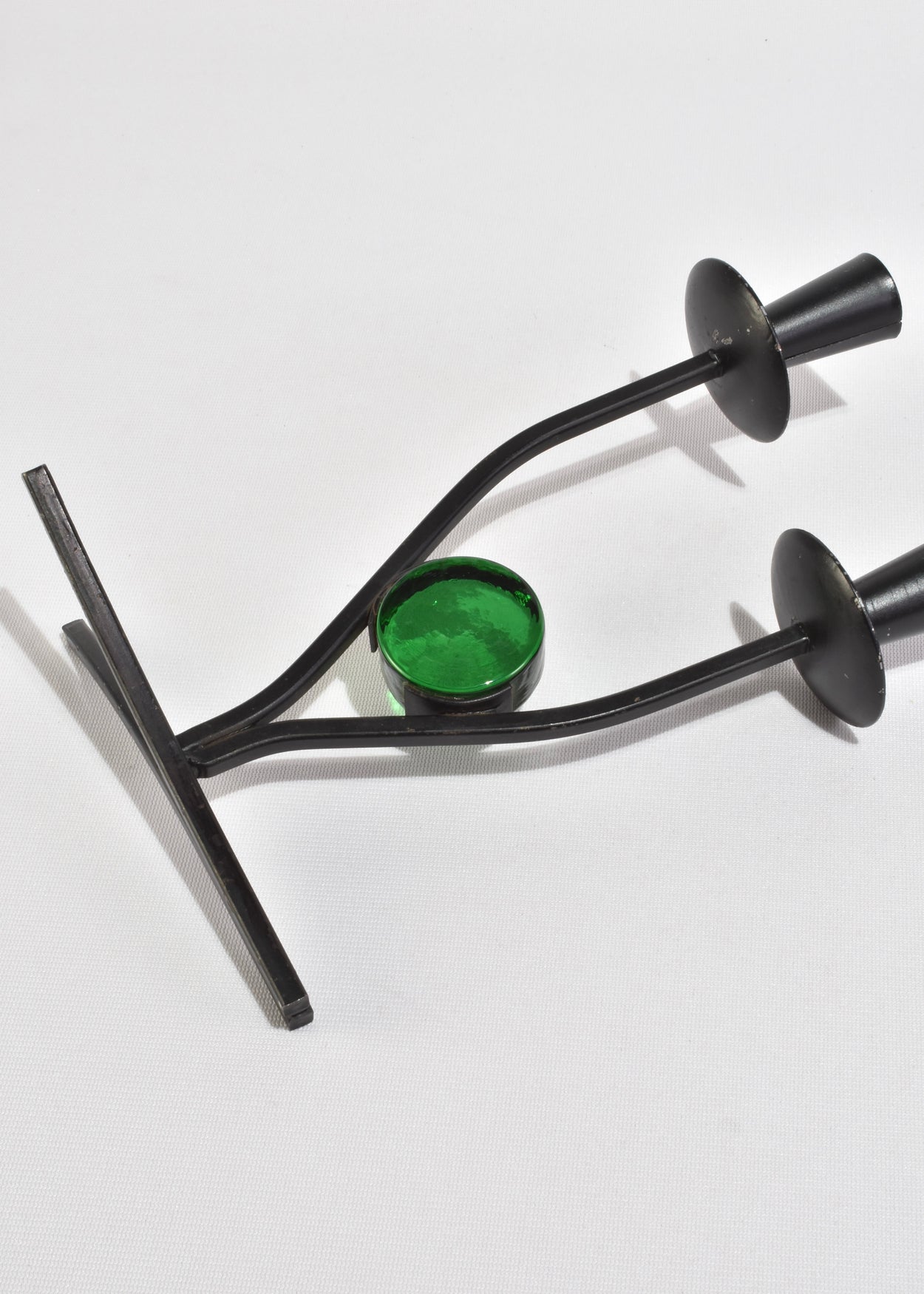 Sculptural Green Glass Candleholder