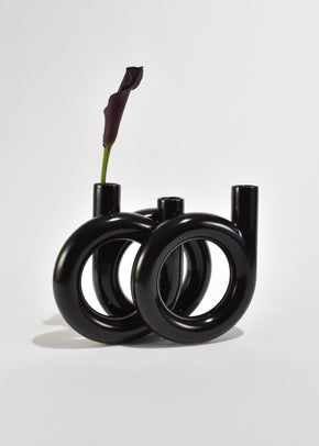 Circular Black Ceramic Vase