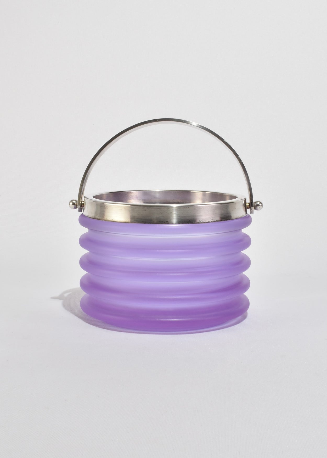 Ribbed Glass Ice Bucket