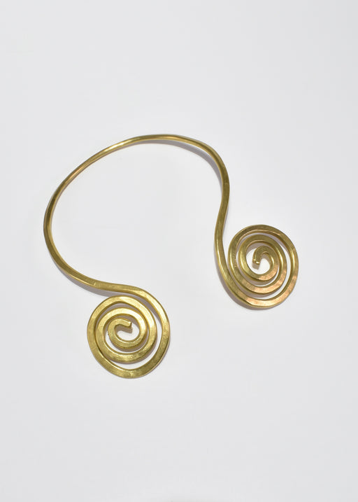 Brass Spiral Collar Necklace