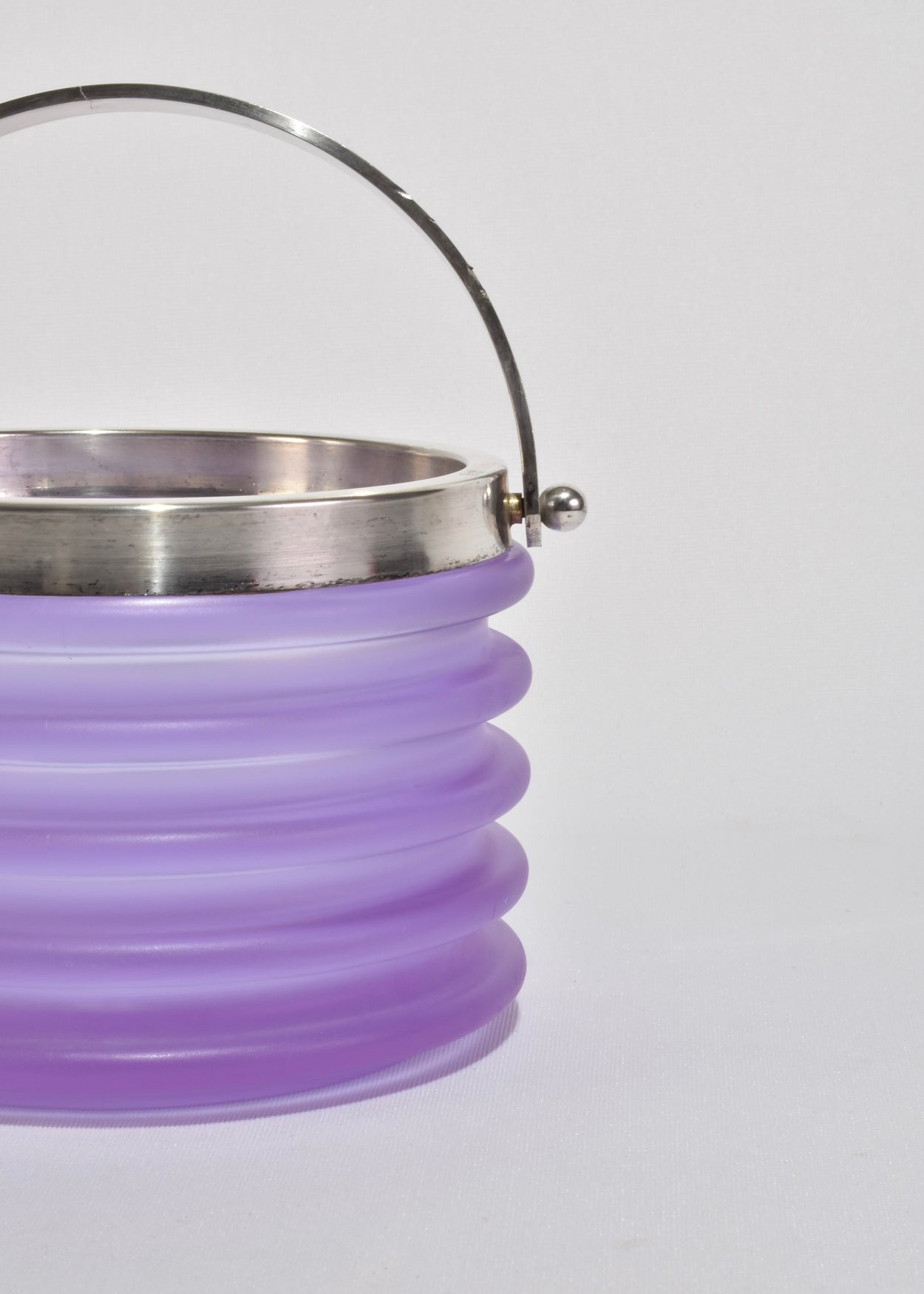 Ribbed Glass Ice Bucket