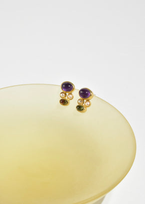 Amethyst Peridot Pearl Earrings