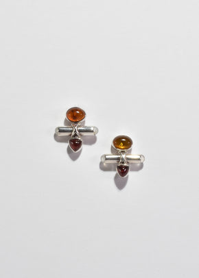 Amber Garnet Moonstone Earrings