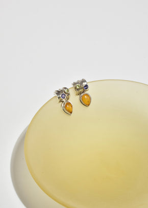 Amber Amethyst Peridot Earrings