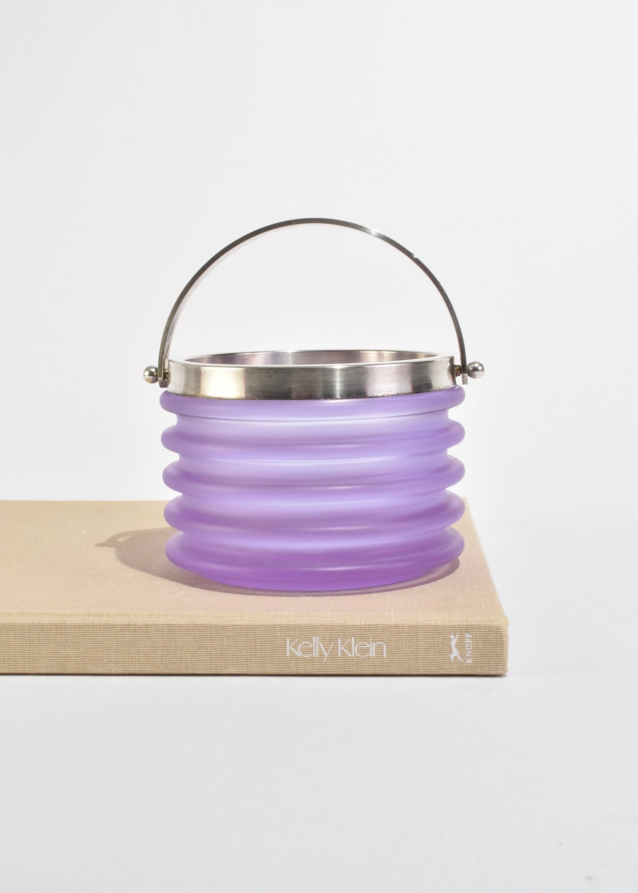 Ribbed Glass Ice Bucket