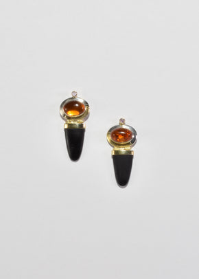 Amber Amethyst Onyx Earrings