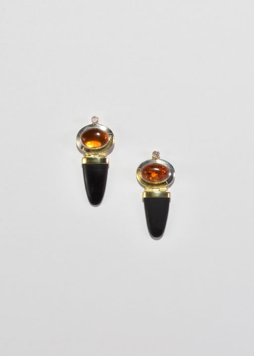 Amber Amethyst Onyx Earrings