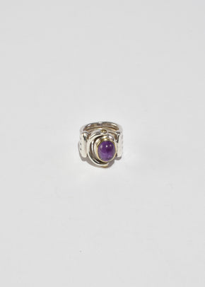 Ribbed Amethyst Ring