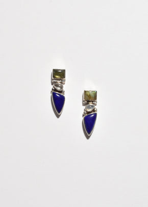 Labradorite Lapis Moonstone Earrings