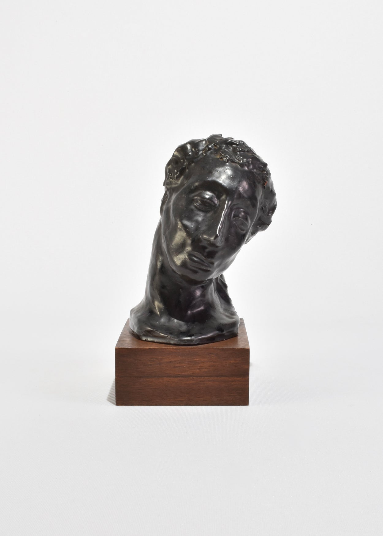 Ceramic Bust on Wood Plinth