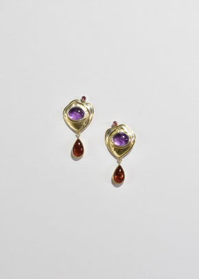 Amber Amethyst Tourmaline Earrings