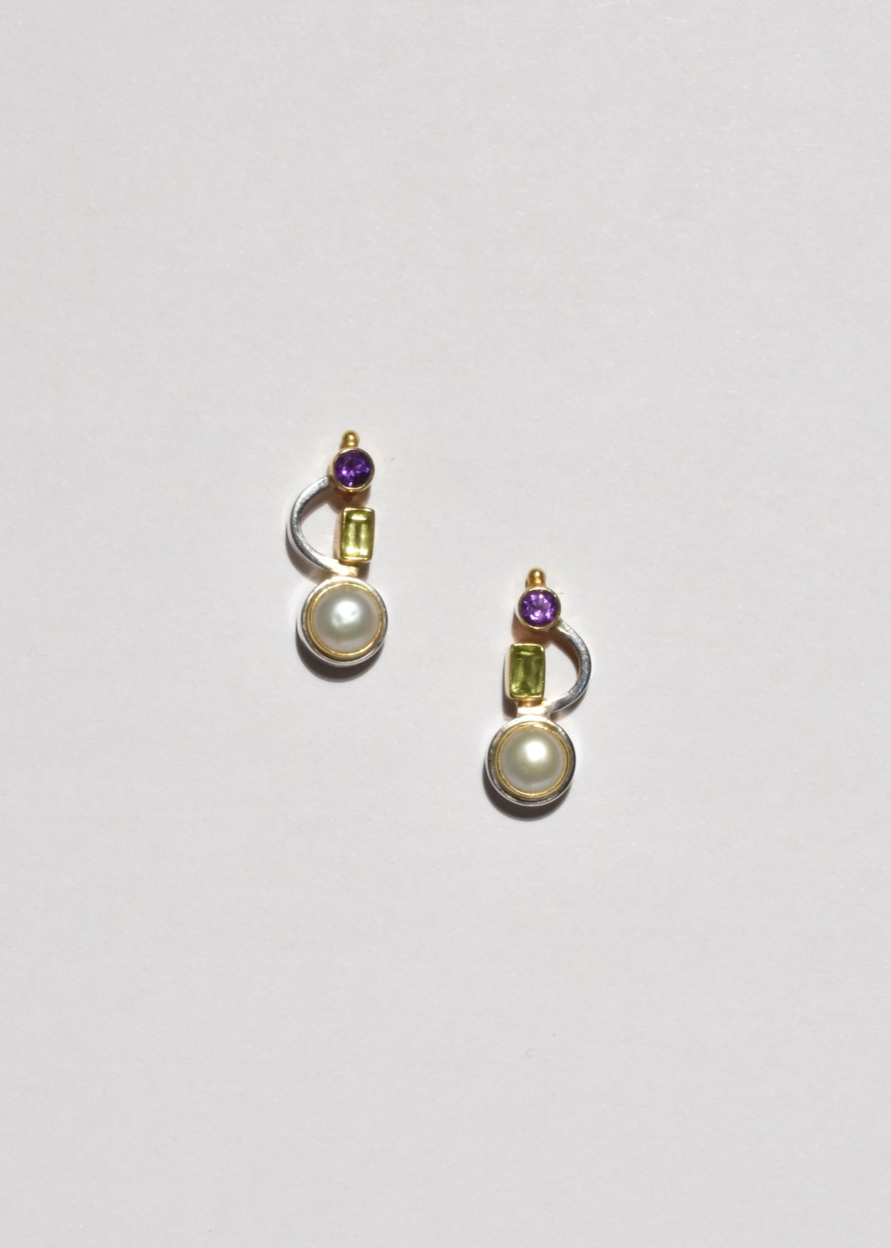 Amethyst Peridot Pearl Earrings