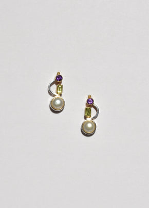 Amethyst Peridot Pearl Earrings