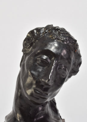 Ceramic Bust on Wood Plinth