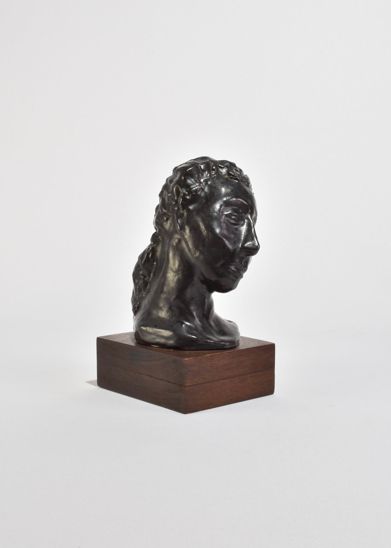 Ceramic Bust on Wood Plinth