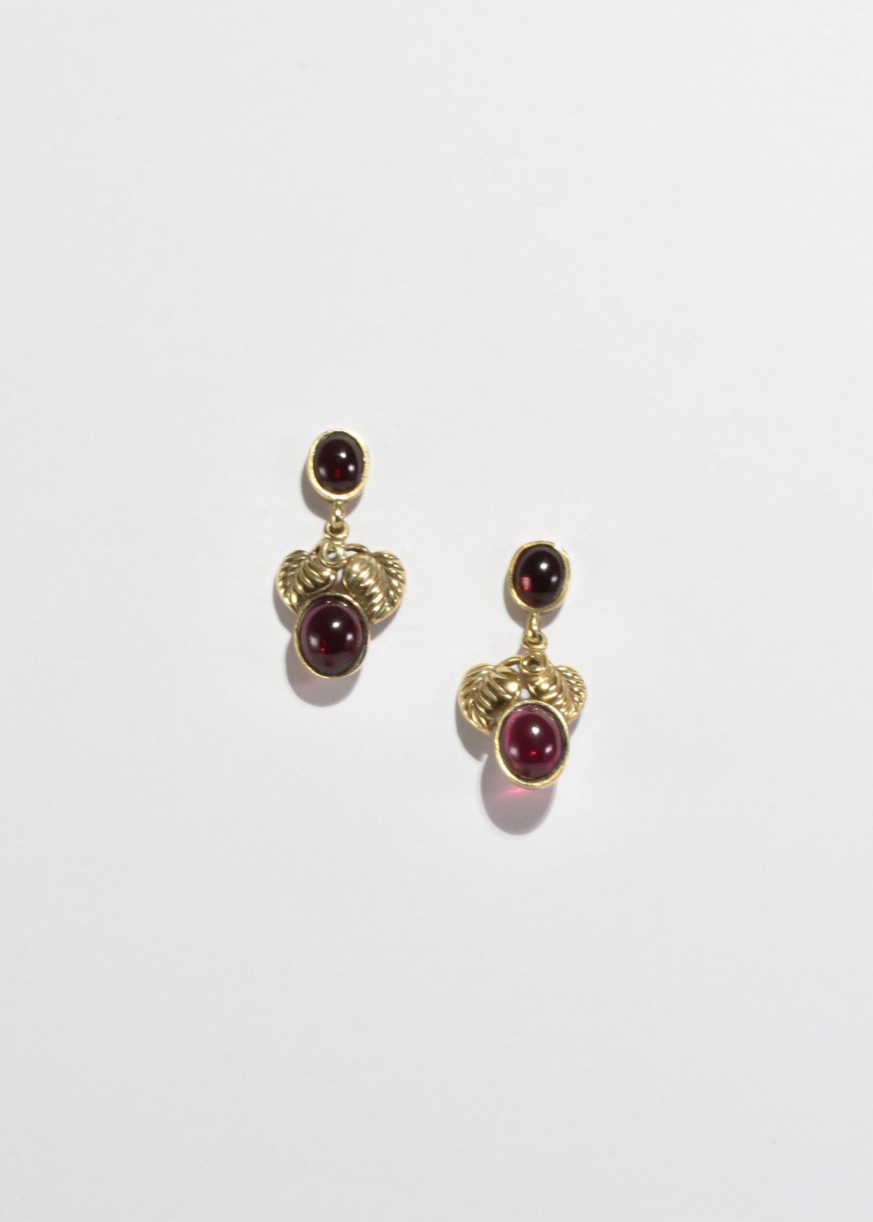 Garnet Leaf Earrings