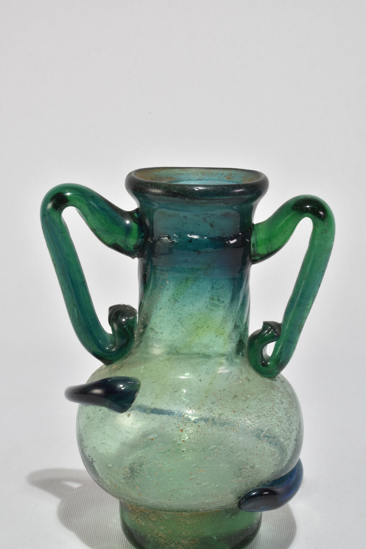 Teal Amphora Glass Vase