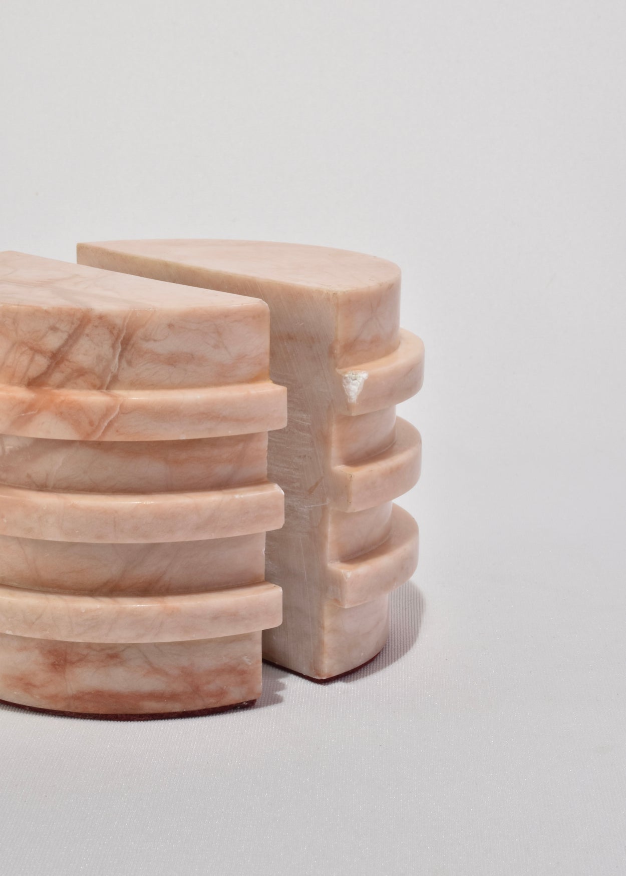 Ribbed Pink Marble Bookends