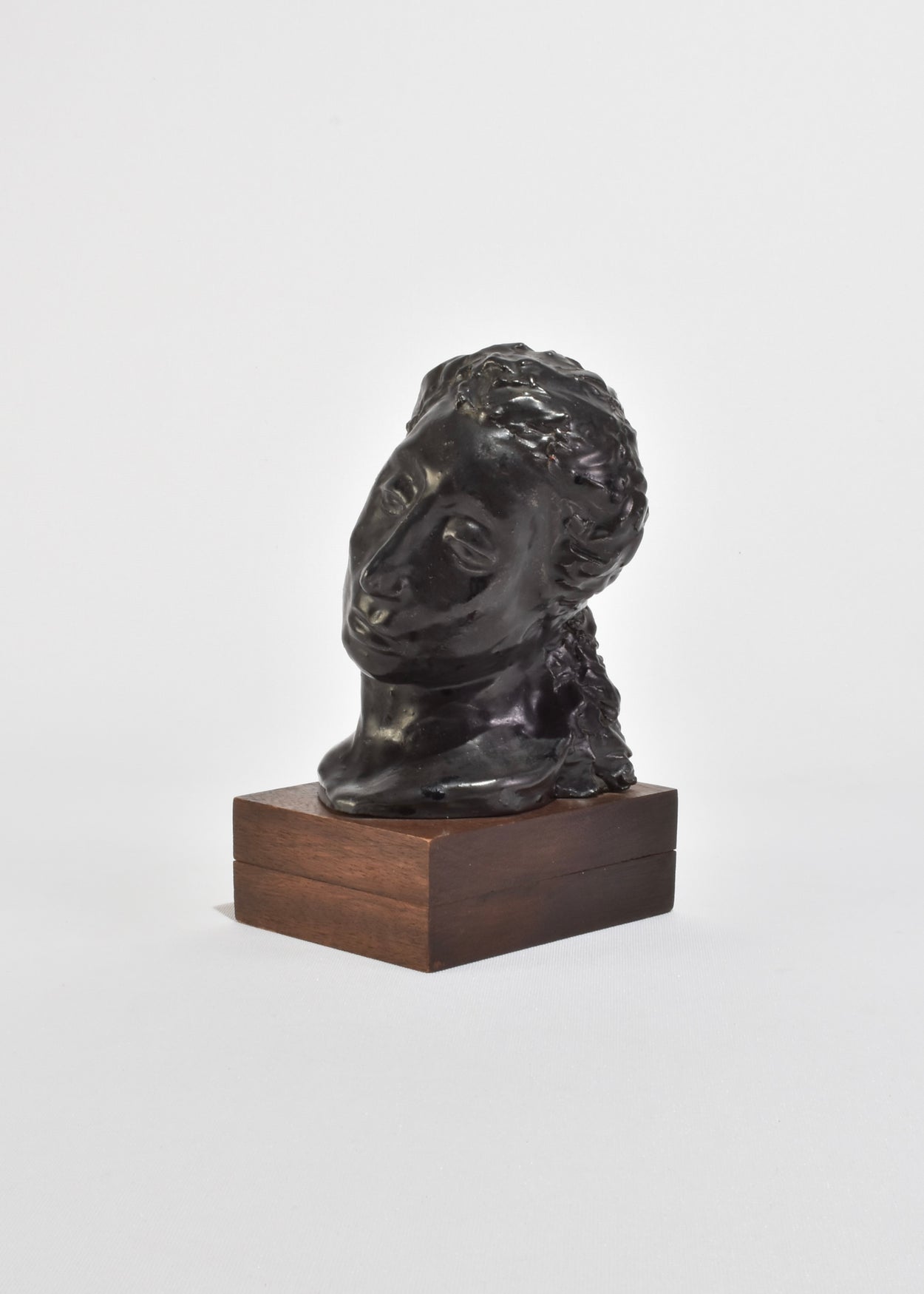 Ceramic Bust on Wood Plinth