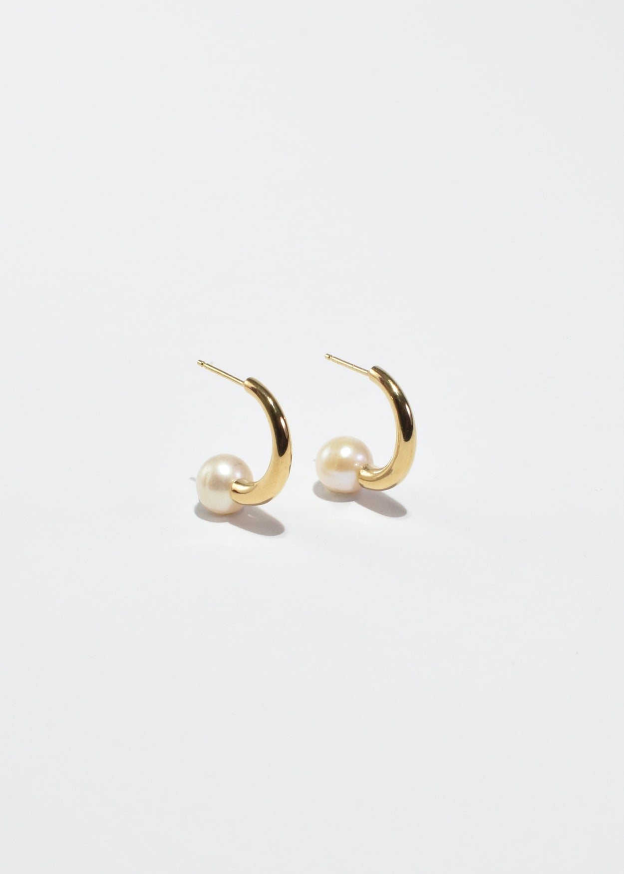 Gold Pearl Hoops