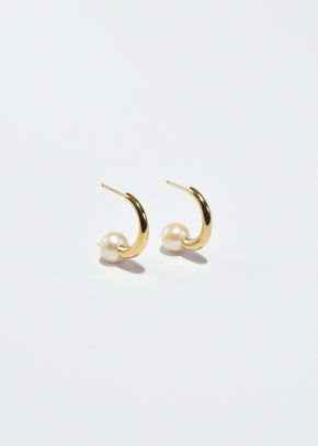 Gold Pearl Hoops