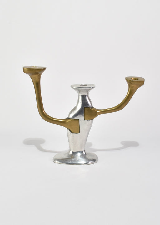 Brutalist Mixed Metal Candelabra