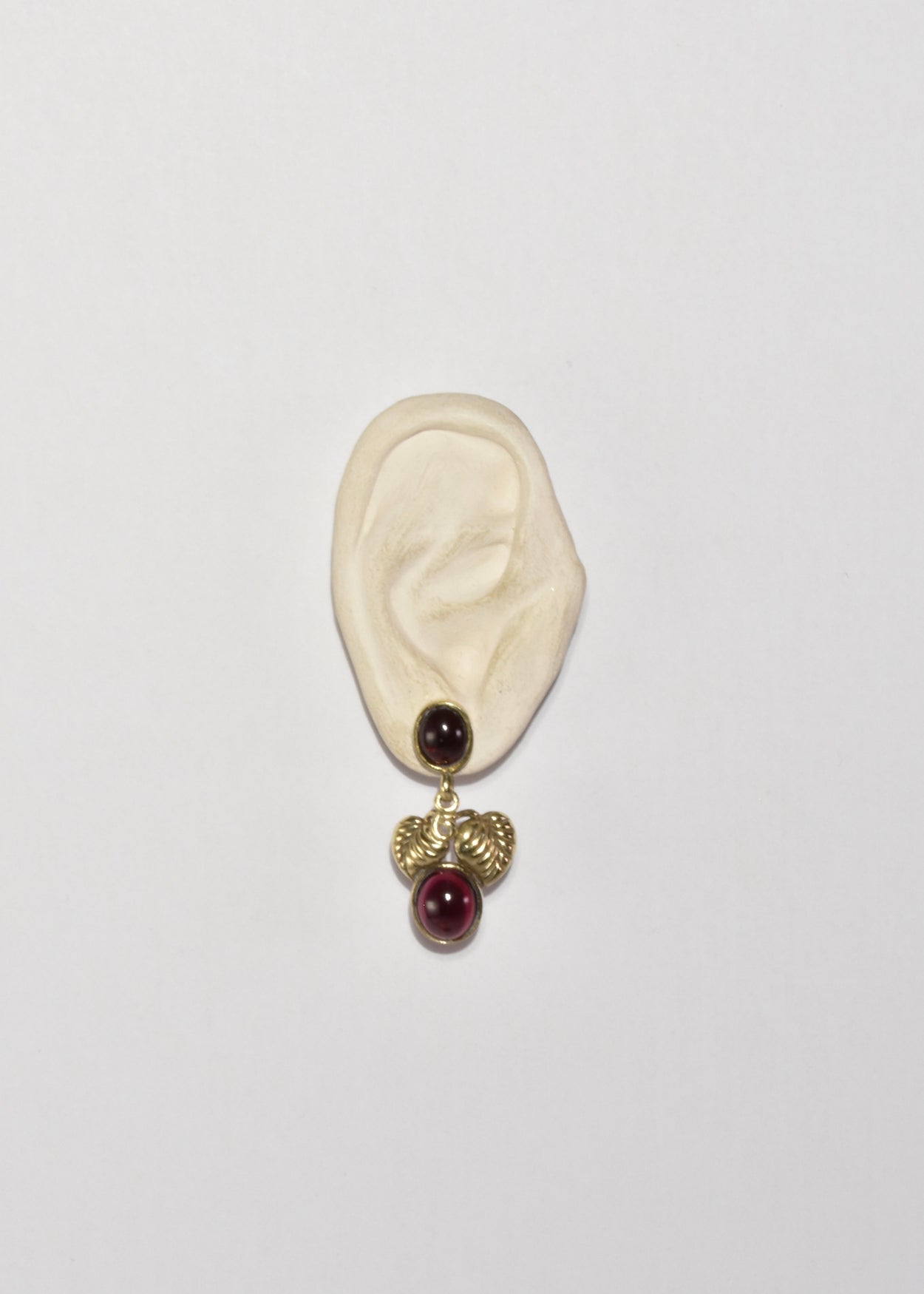 Garnet Leaf Earrings