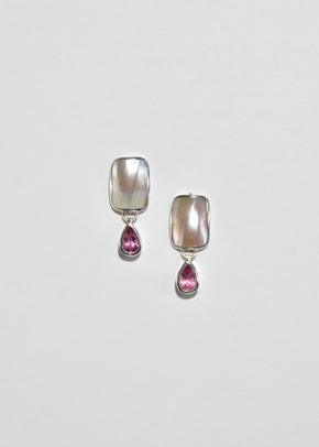 Tourmaline Mother of Pearl Earrings