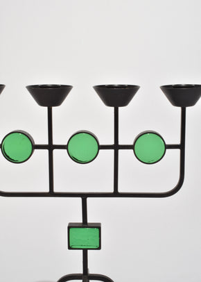 Sculptural Green Glass Candelabra