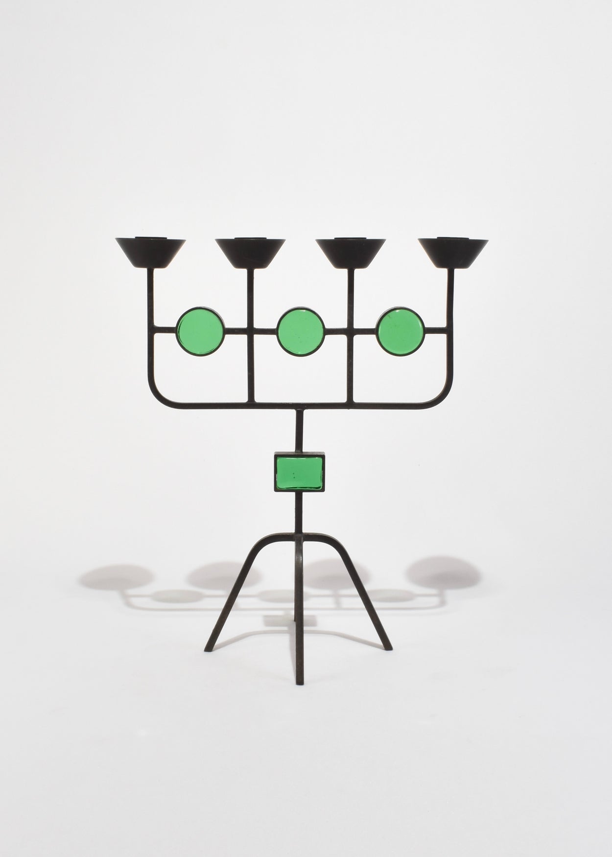 Sculptural Green Glass Candelabra