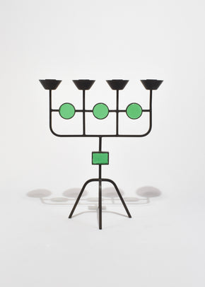 Sculptural Green Glass Candelabra