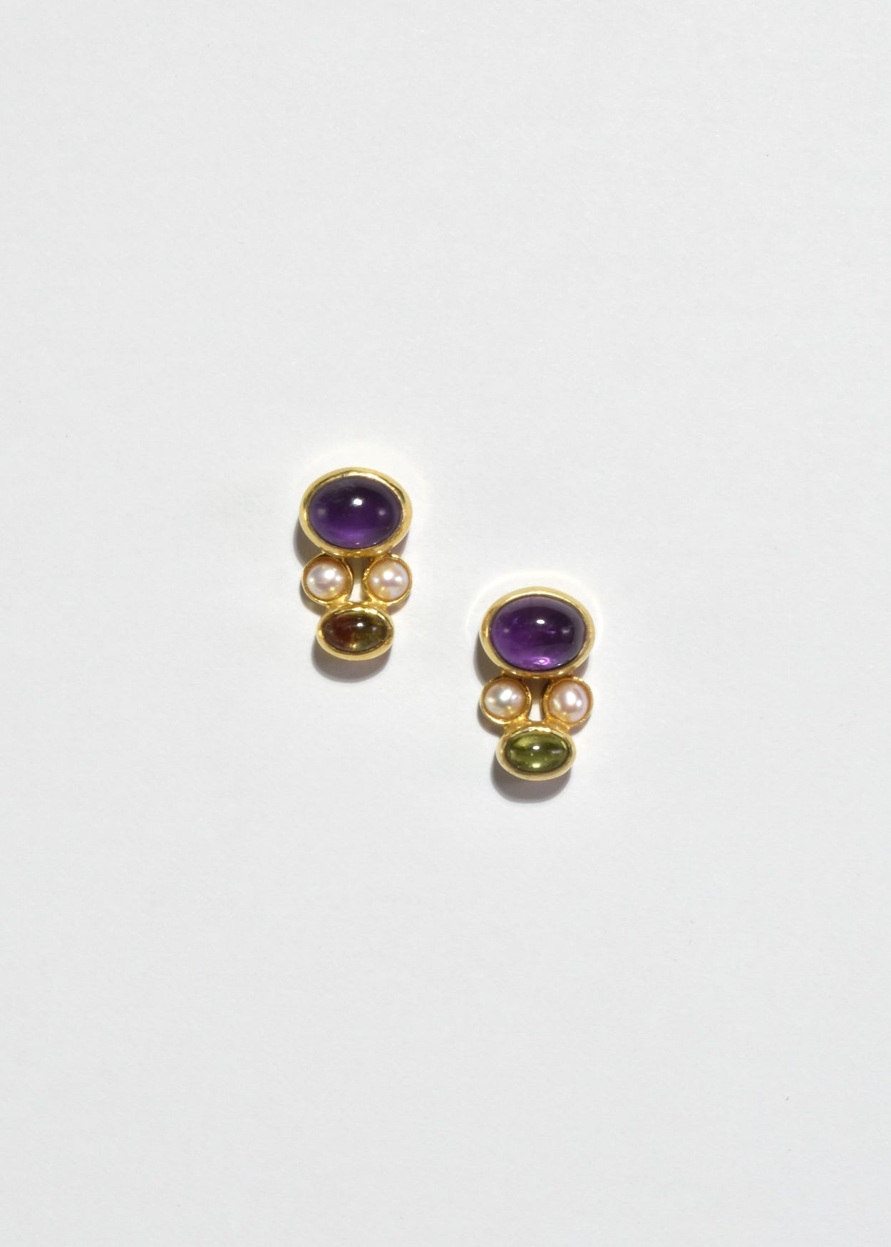 Amethyst Peridot Pearl Earrings