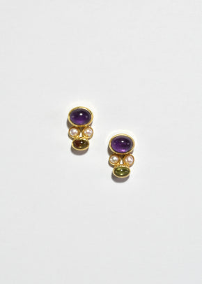 Amethyst Peridot Pearl Earrings