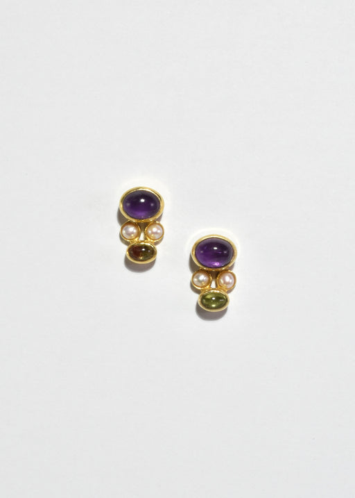 Amethyst Peridot Pearl Earrings